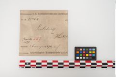 Etikett zu Bronzeantennendolchgriff (NHMW-PRAE-025404)